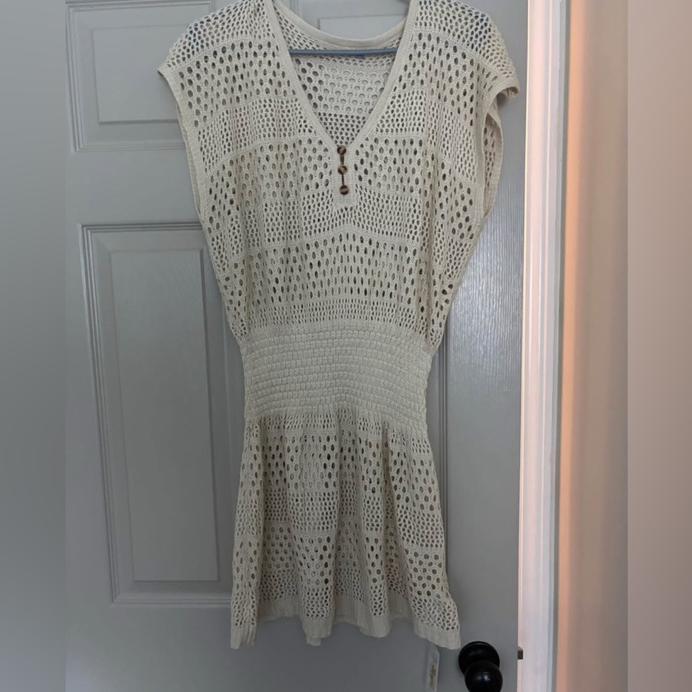 NWT Cream Crochet Knit Coverup size Large